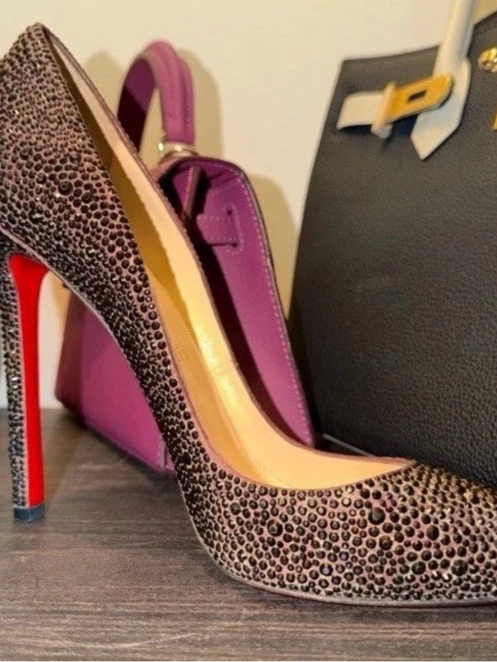 Christian Louboutin 120mm Plum Swarovski Strass Heels - Picture 7 of 7